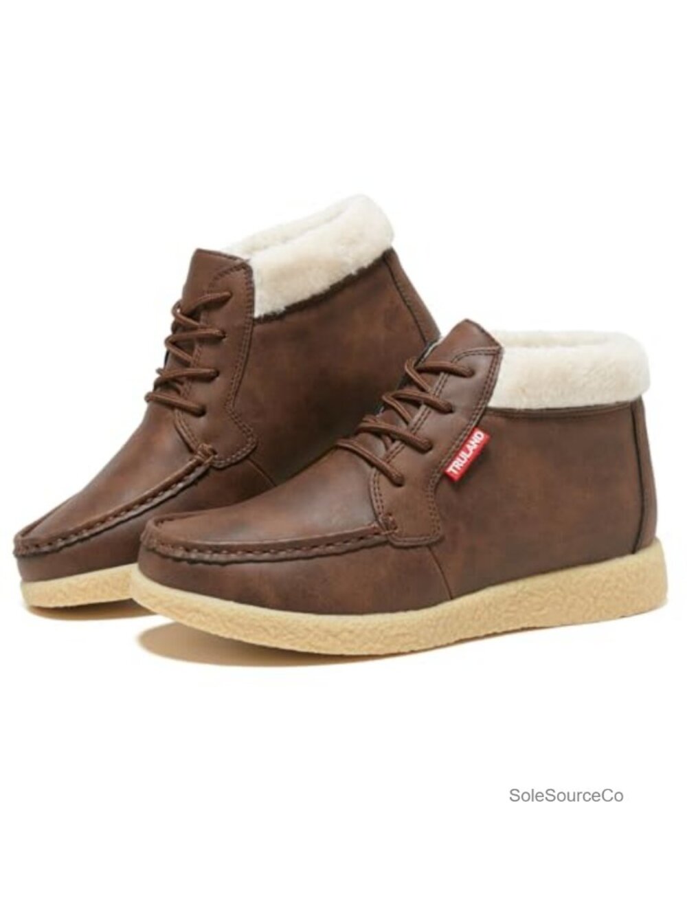 Suede Leather Fur Lined Water Resistant Ankle Boots Lace Up Winter